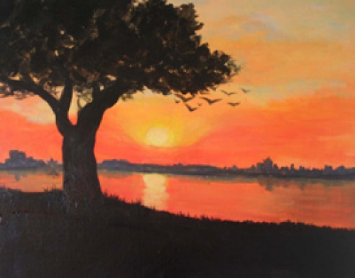 A Orange Sunset paint nite project by Yaymaker