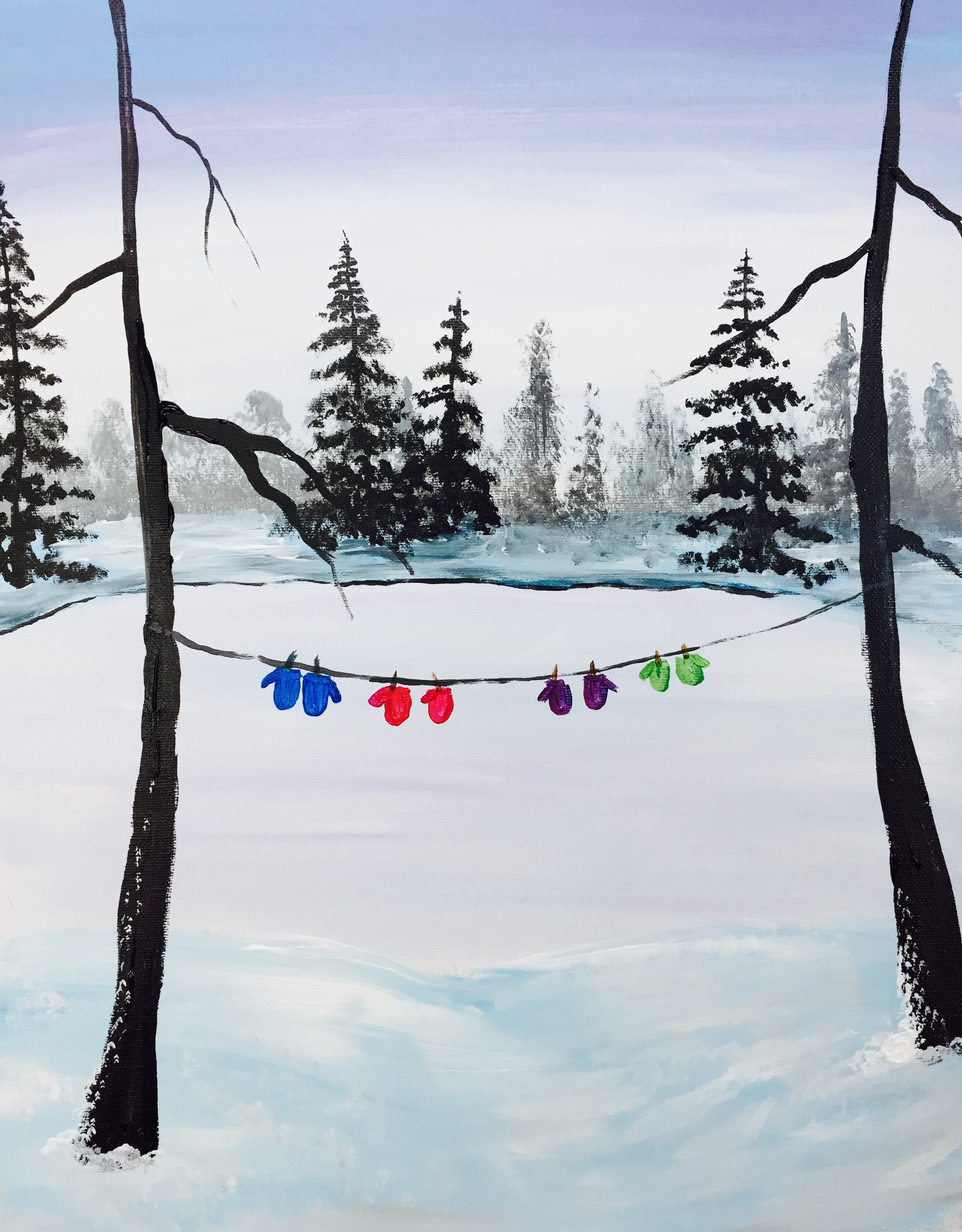 A Winter Hang Out paint nite project by Yaymaker