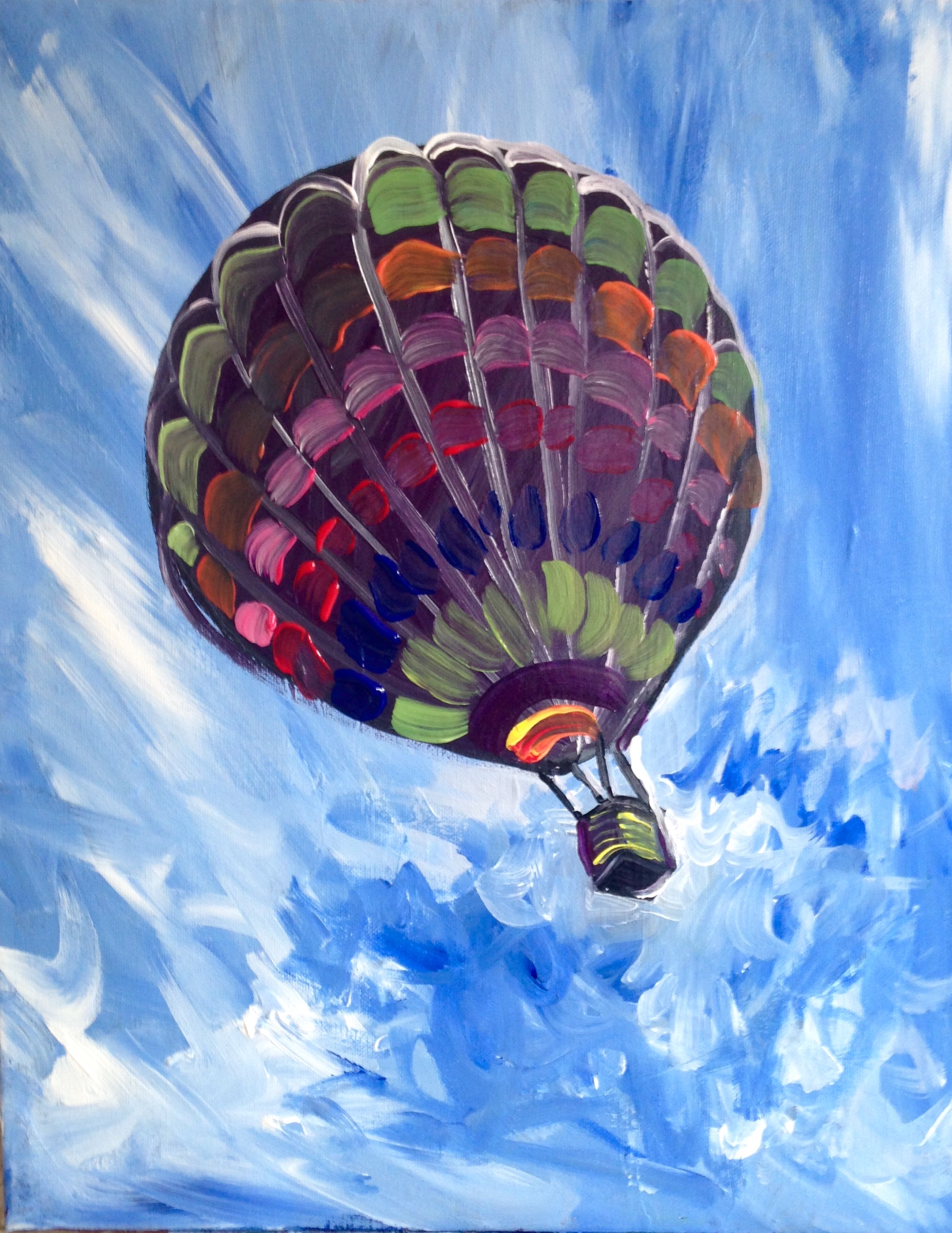 A Rainbow Hot Air Balloon paint nite project by Yaymaker