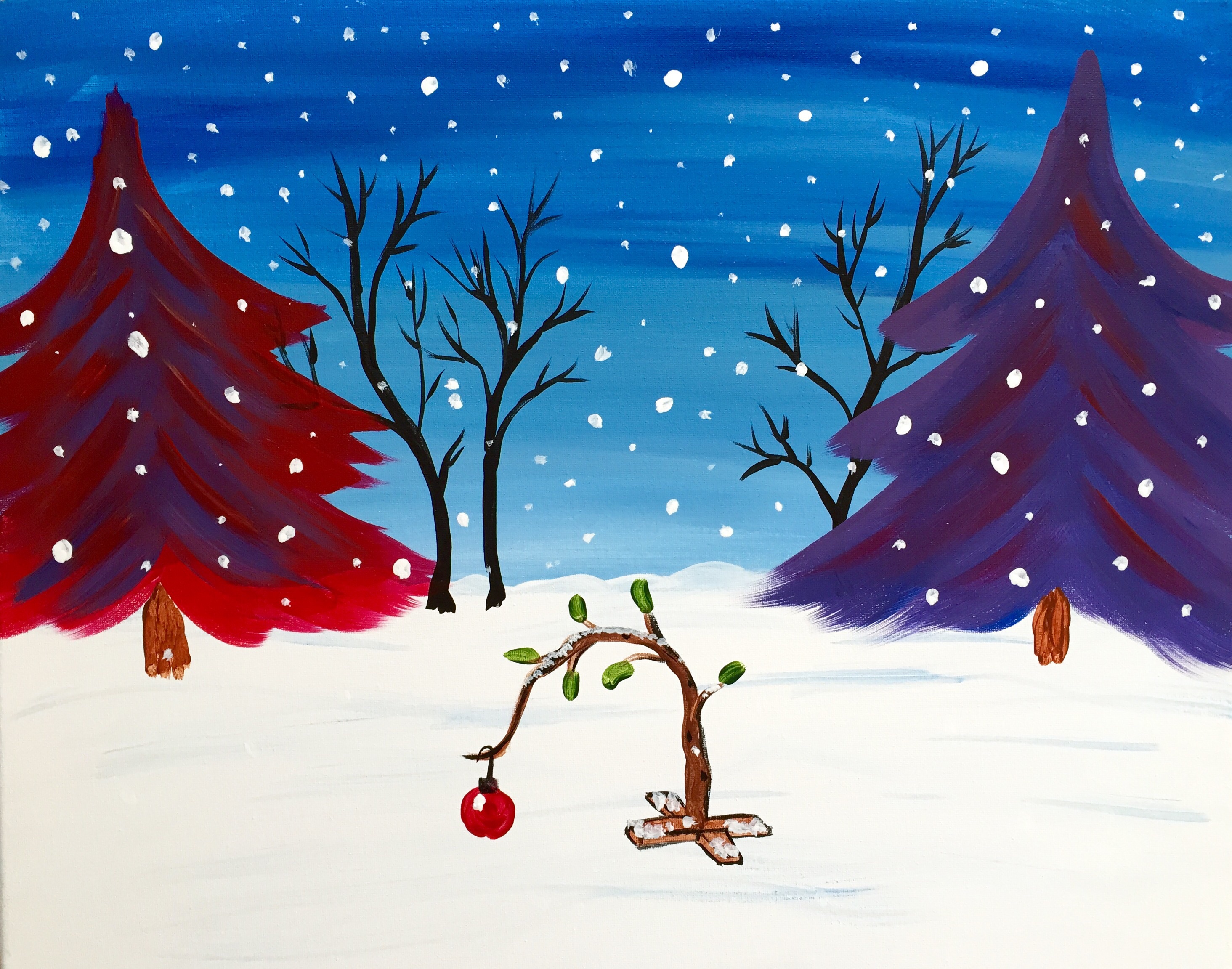 A Oh Christmas Tree paint nite project by Yaymaker
