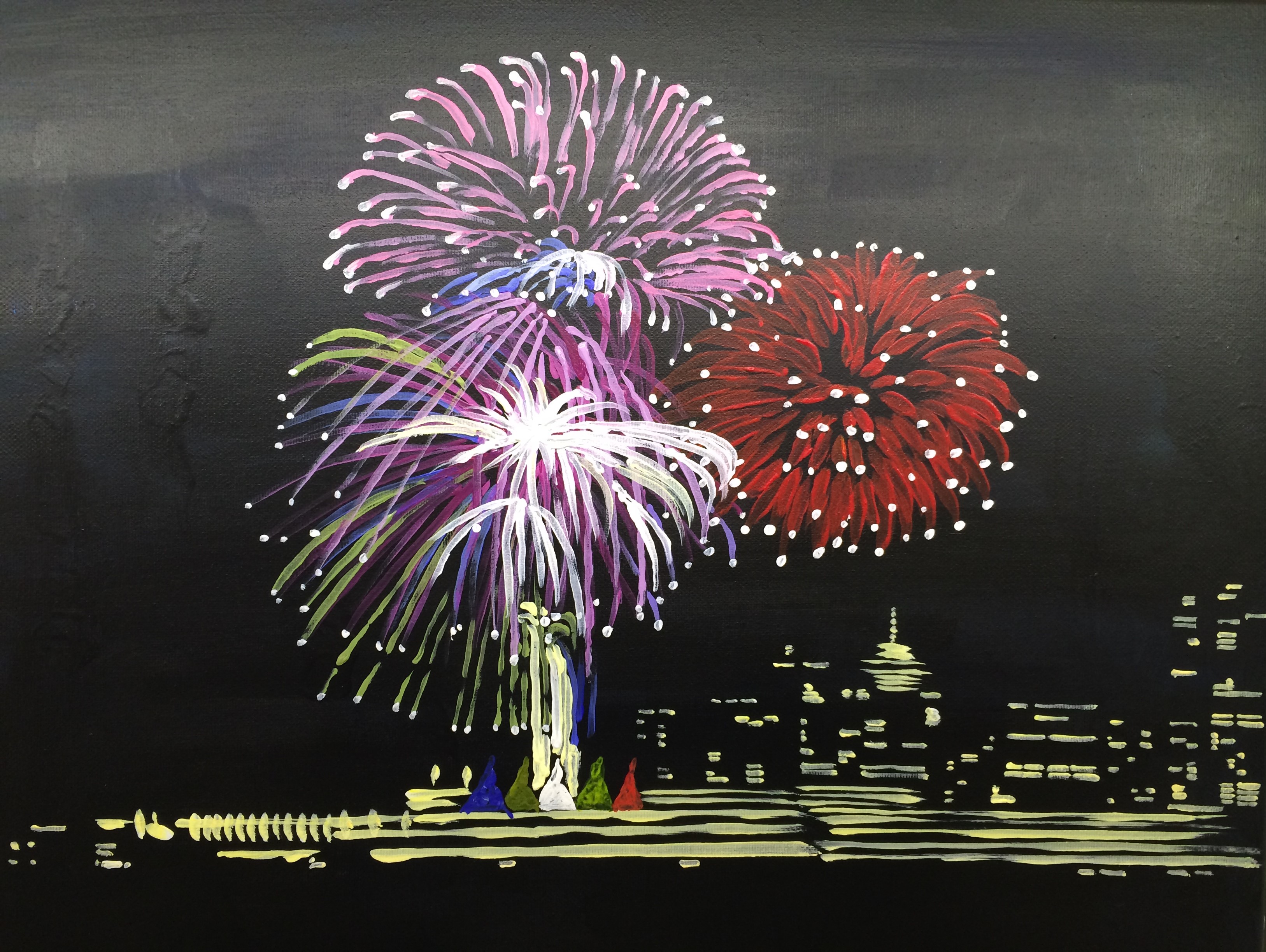 A Fireworks At Five Sails paint nite project by Yaymaker