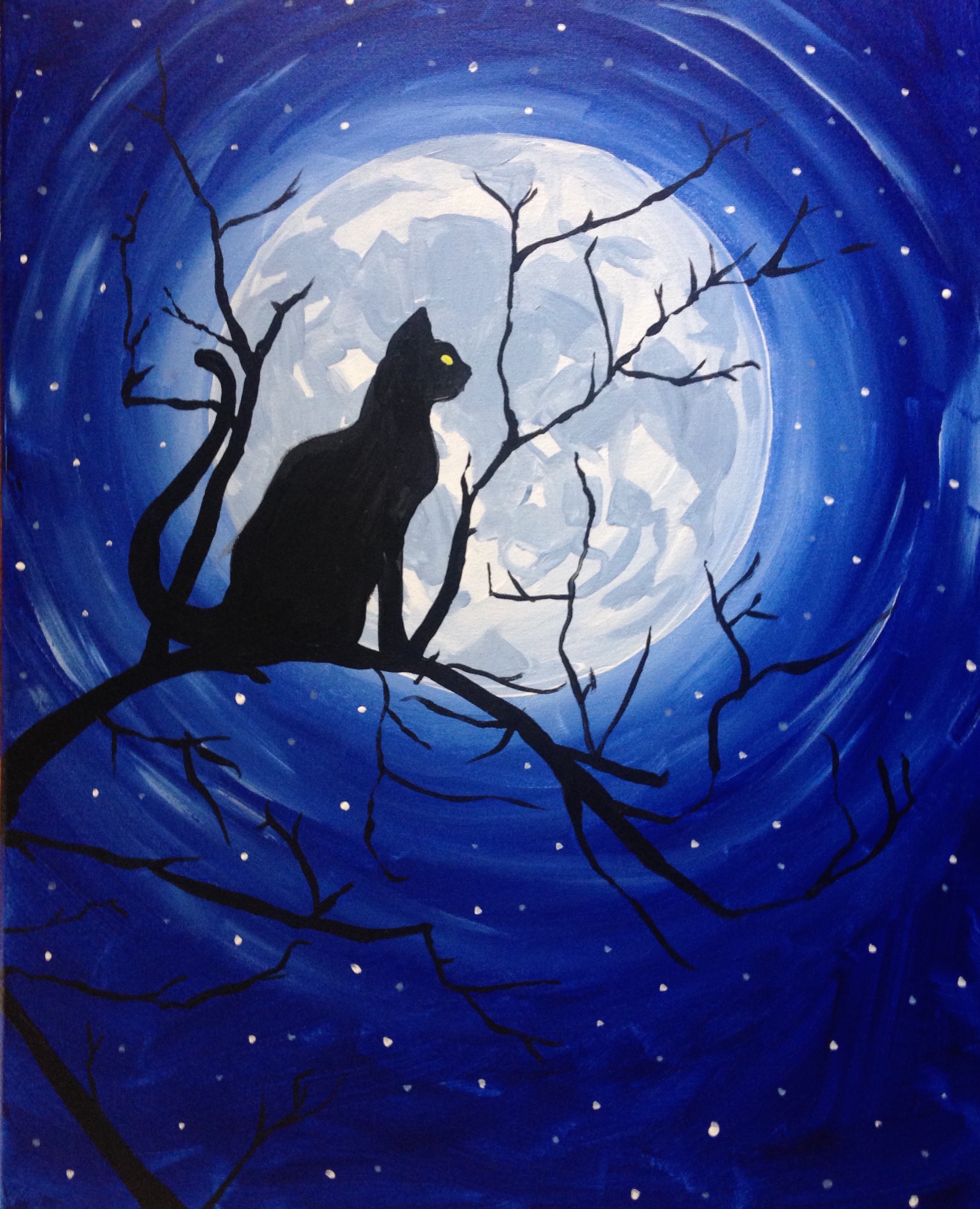 A Black Cat Moonlight paint nite project by Yaymaker