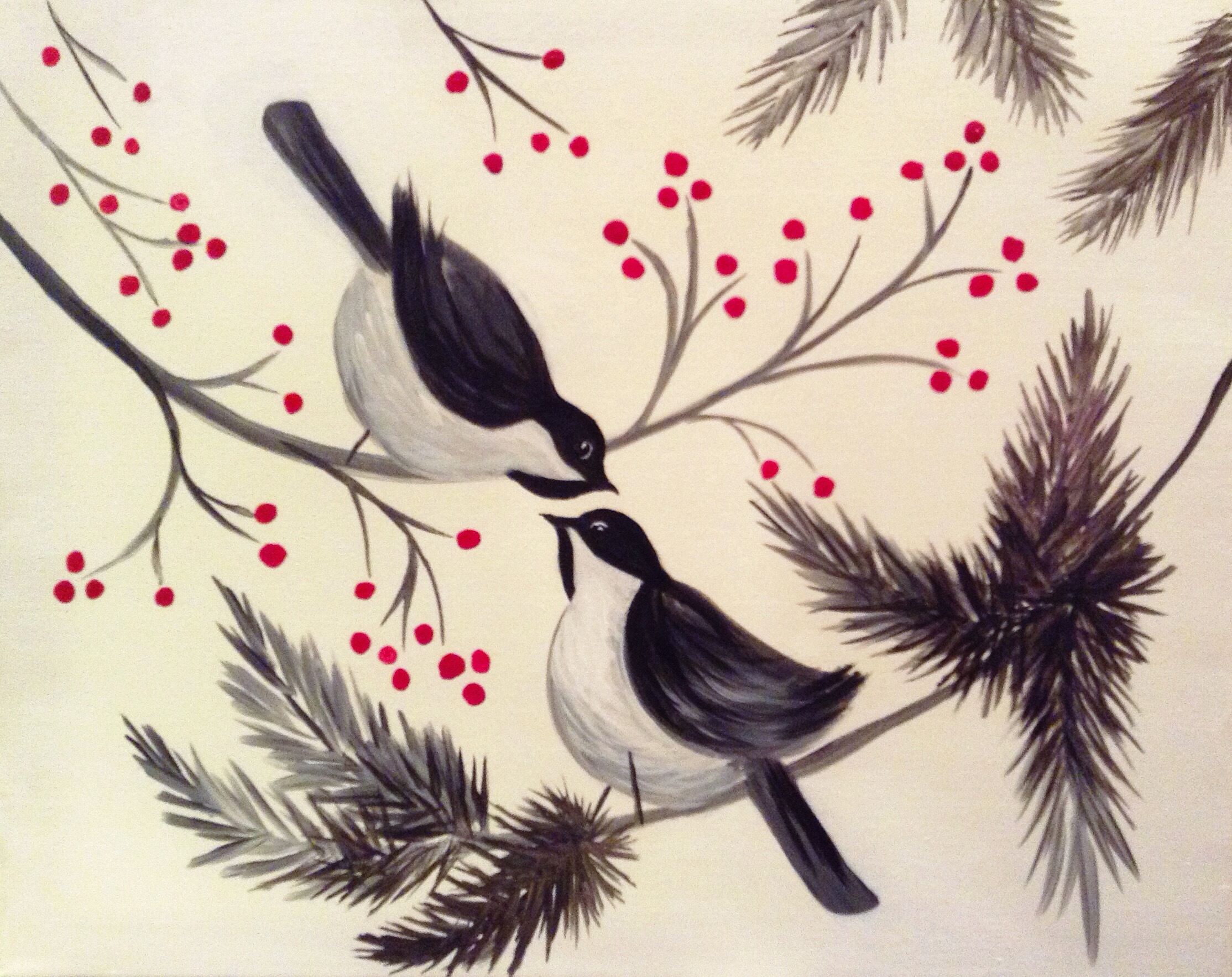 A Chatting Chickadees paint nite project by Yaymaker