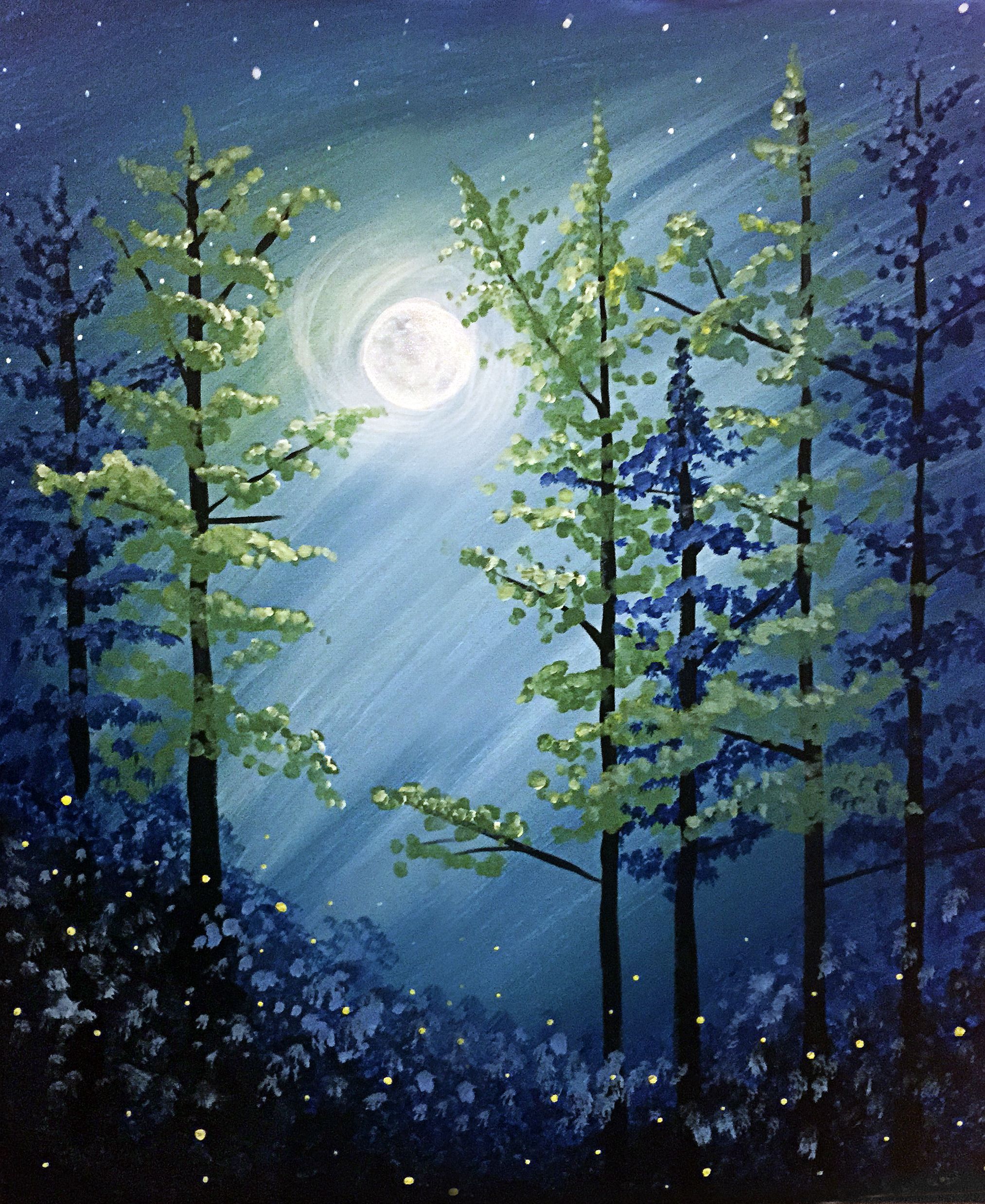 A Midnight Forest paint nite project by Yaymaker