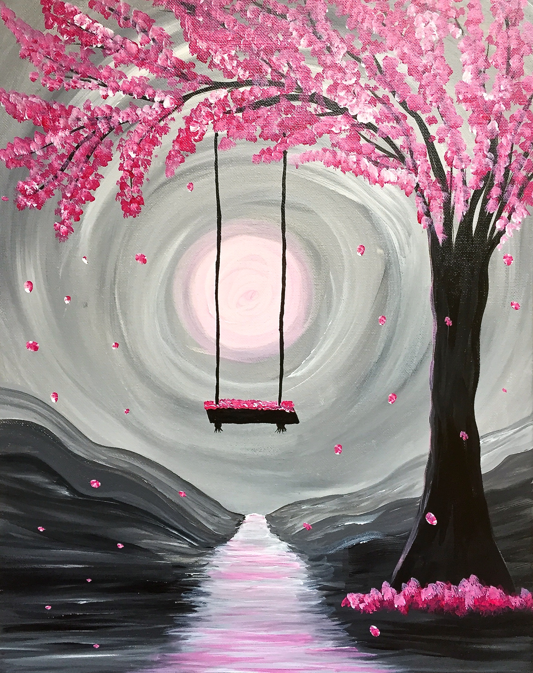 A Whimsical Spring Blossoms paint nite project by Yaymaker