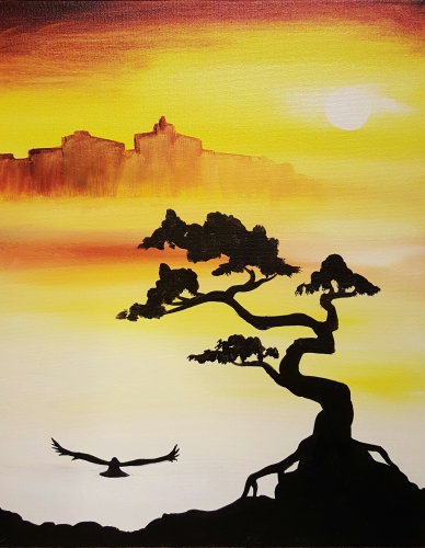 A Morning on Mystic Mountain paint nite project by Yaymaker