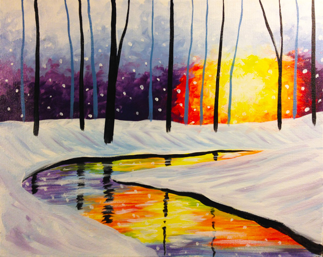 A Reflections of Winter paint nite project by Yaymaker