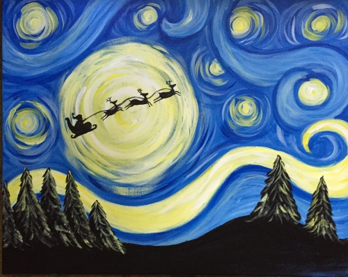 A Starry Night Santa paint nite project by Yaymaker