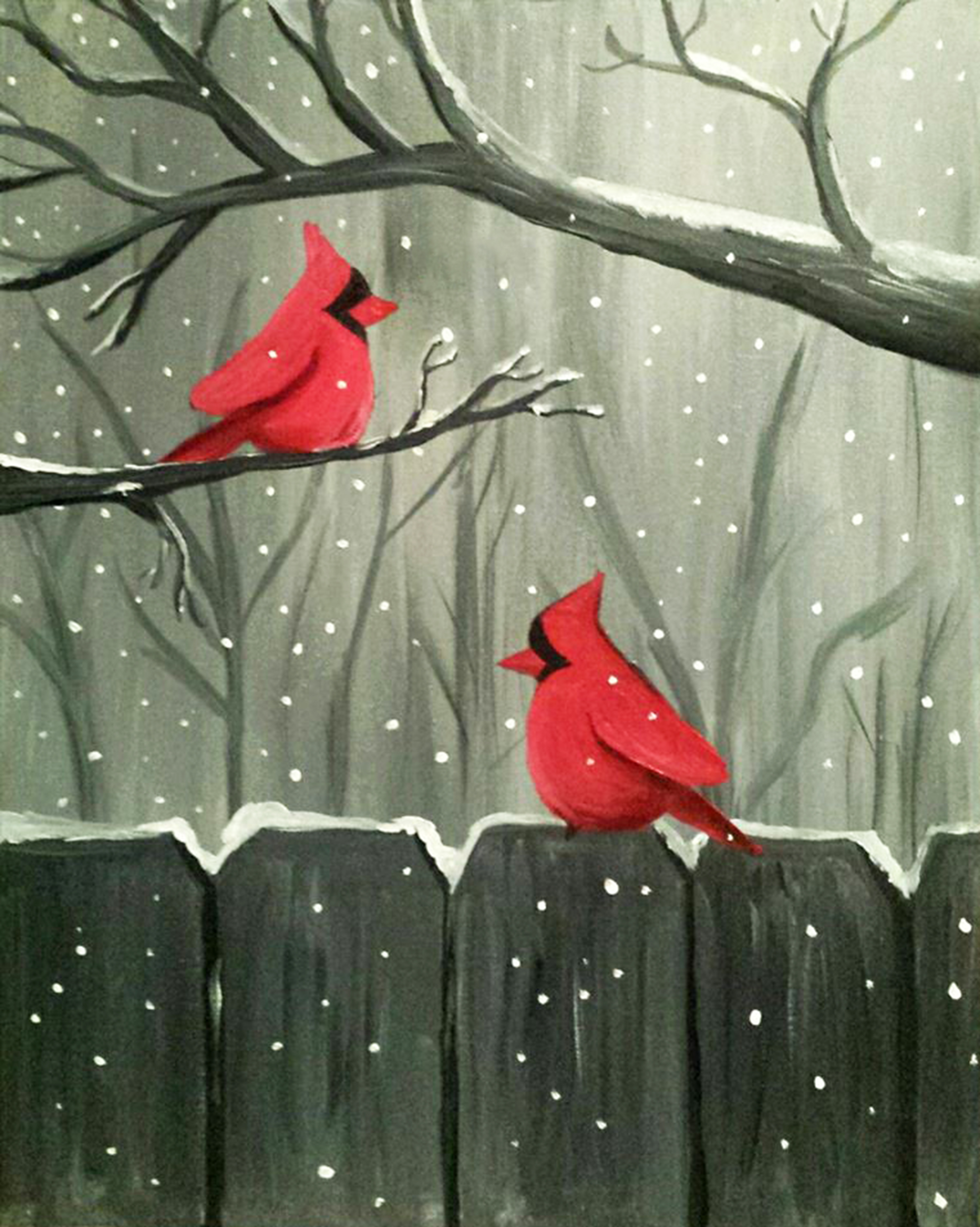 A Winter Visitors paint nite project by Yaymaker