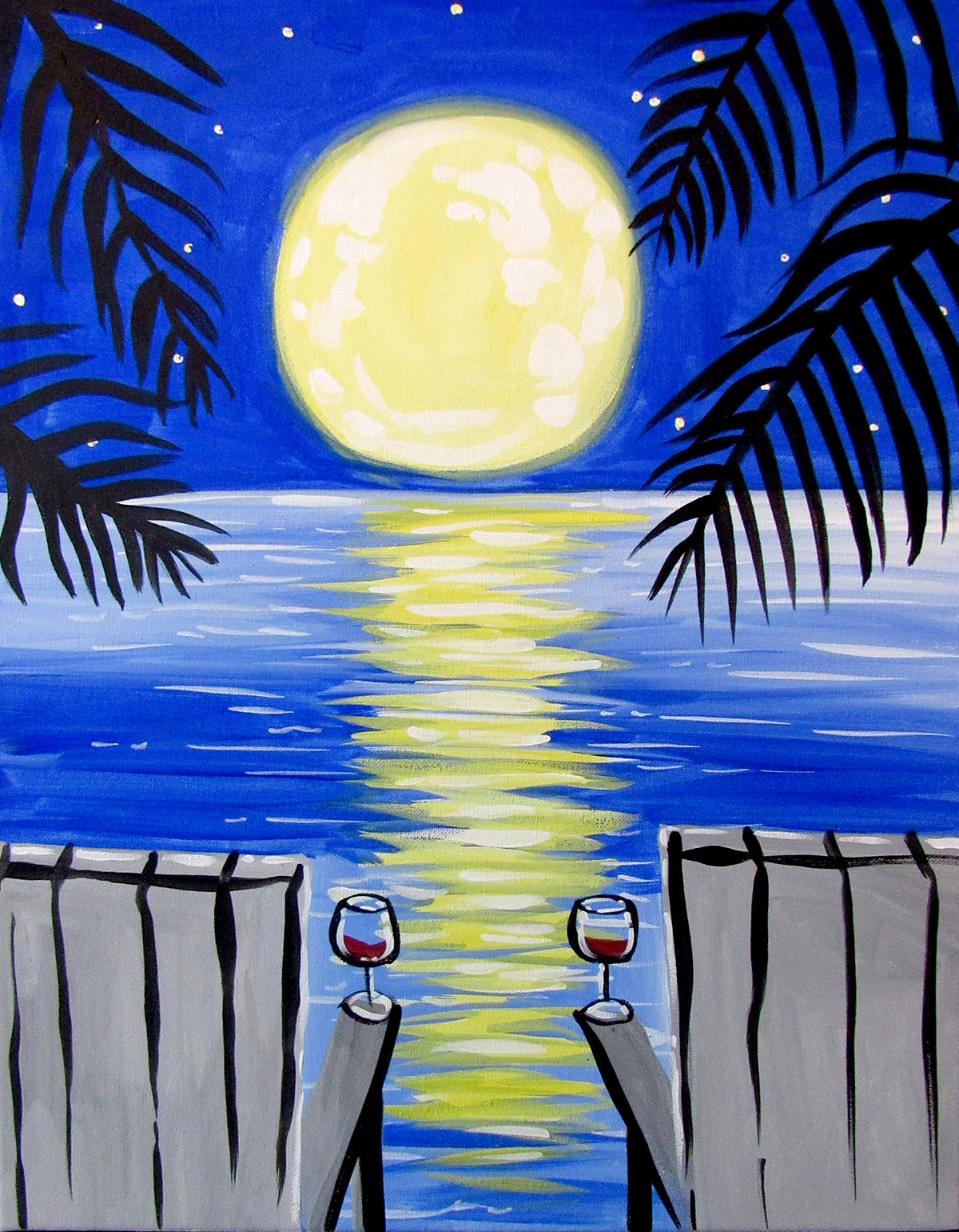 A Beach Moonlight Sip paint nite project by Yaymaker