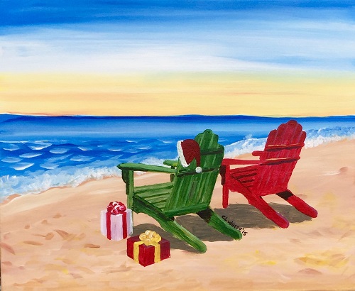 A Christmas on the Shore paint nite project by Yaymaker