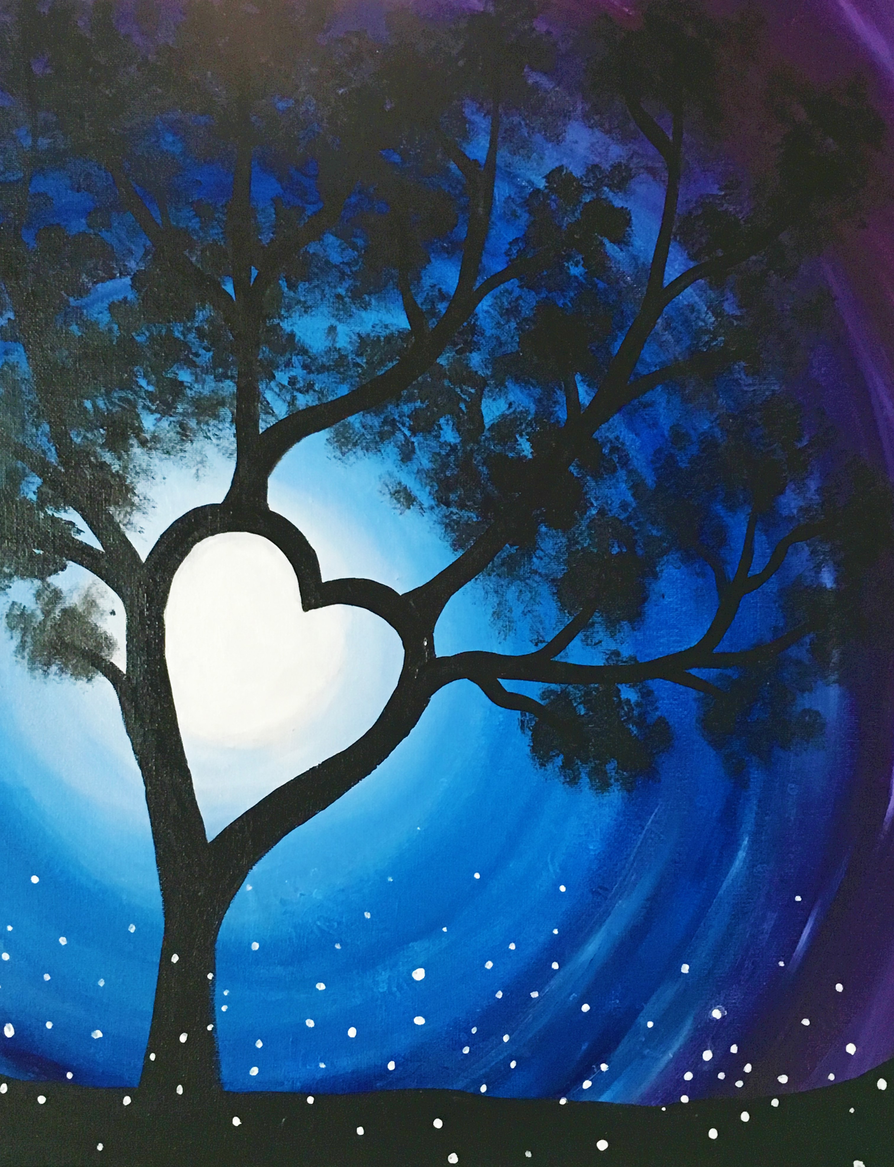 A Heart Tree in Moonlight paint nite project by Yaymaker