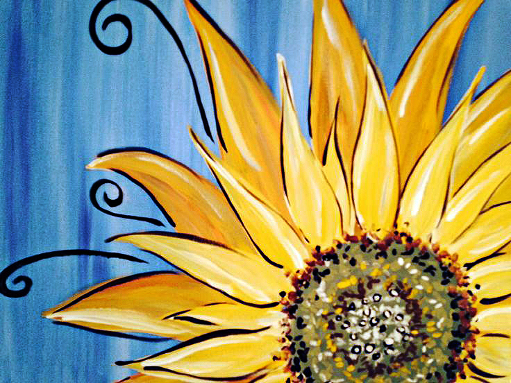 A Sunflower Swirl paint nite project by Yaymaker
