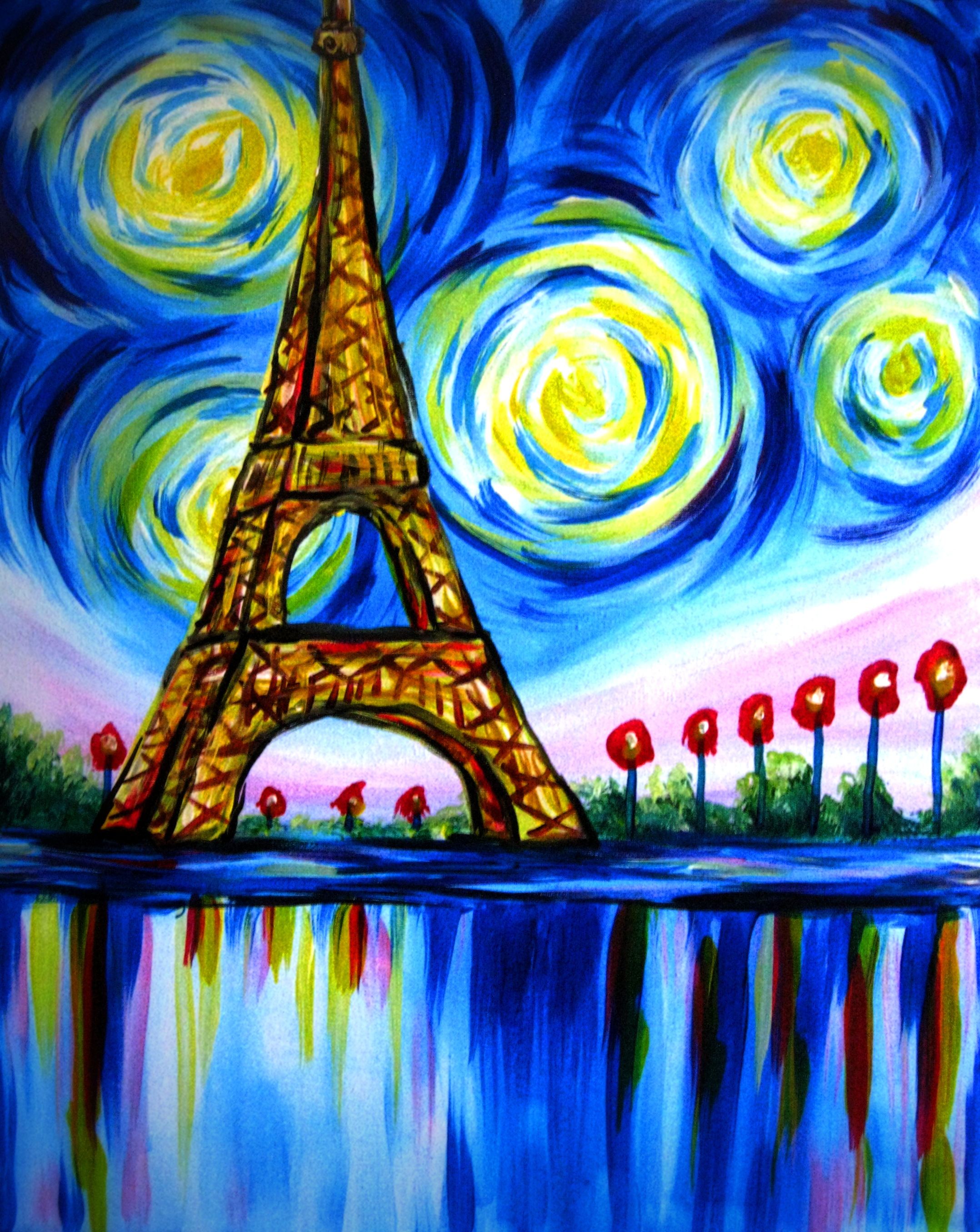 A Beautiful Paris Eiffel Tower paint nite project by Yaymaker