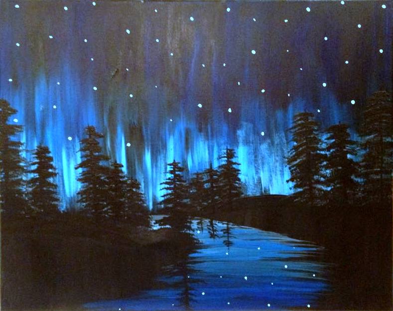 A Aurora on the River paint nite project by Yaymaker