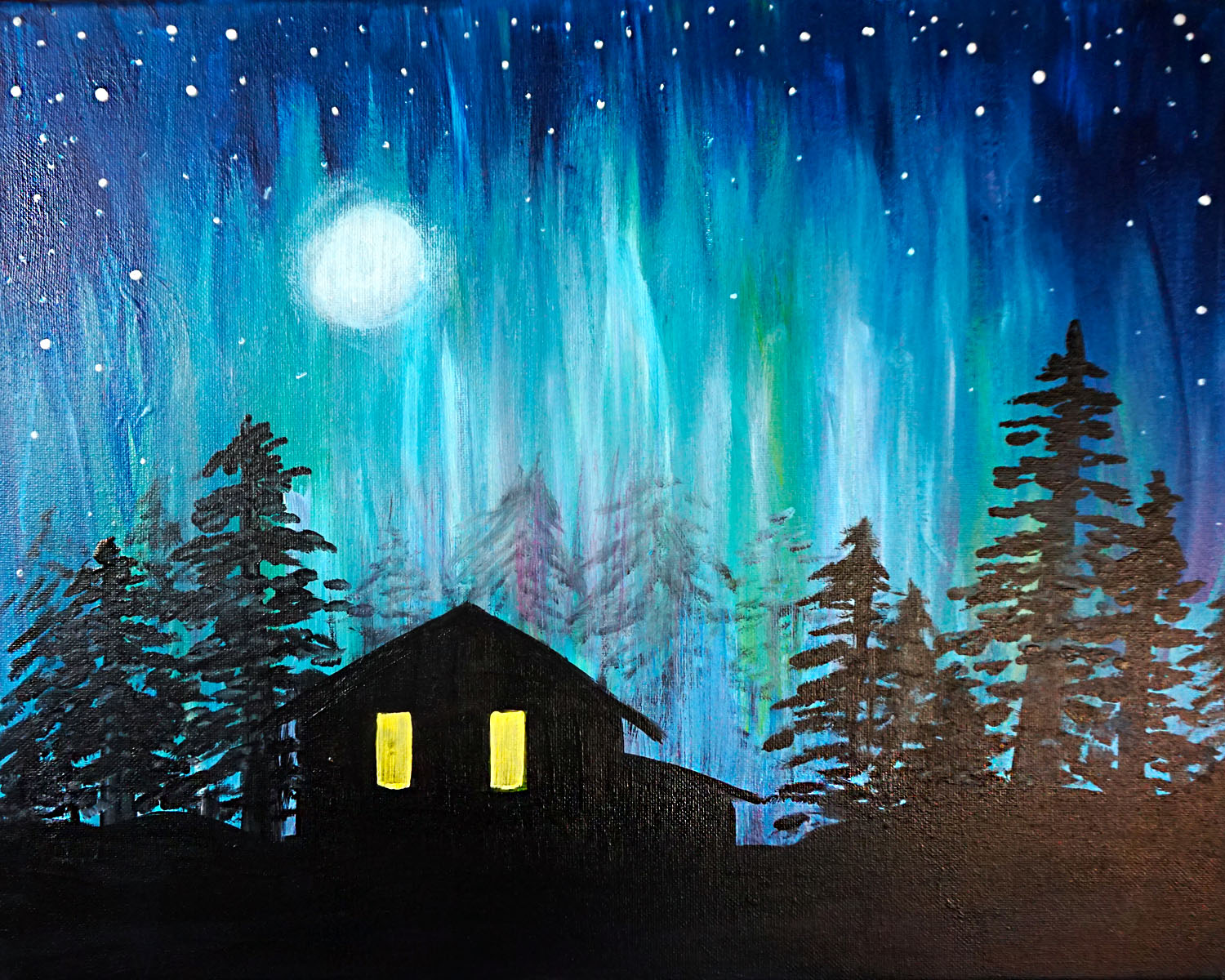 A Cabin in the Northern Light paint nite project by Yaymaker