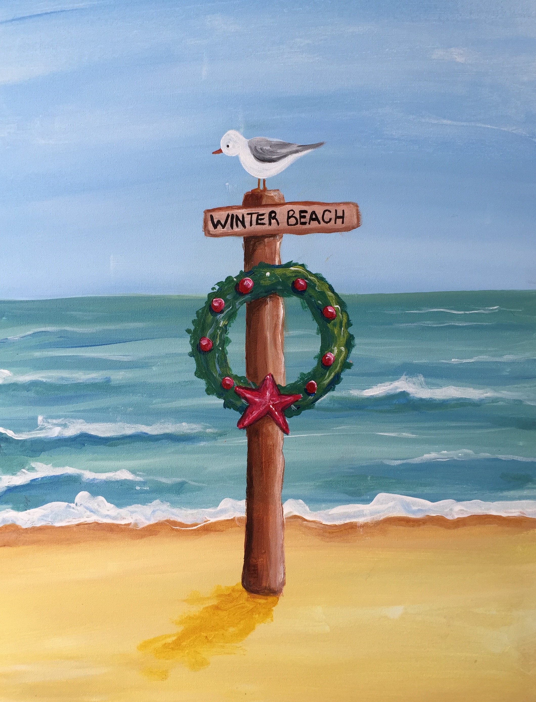 A Winter Beach paint nite project by Yaymaker