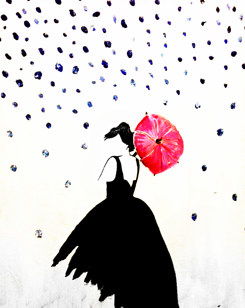 A Lady with the Red Umbrella paint nite project by Yaymaker
