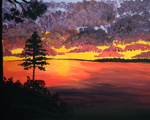A Burning Sunset paint nite project by Yaymaker