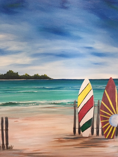 A Colorful Surfboards Design Your Boards paint nite project by Yaymaker