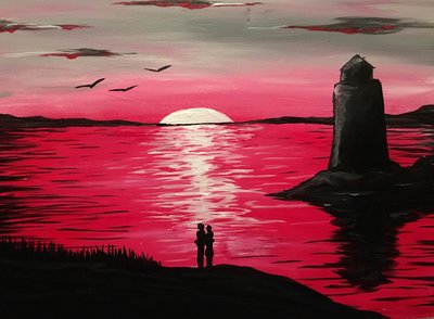 A Valentines Sunset paint nite project by Yaymaker