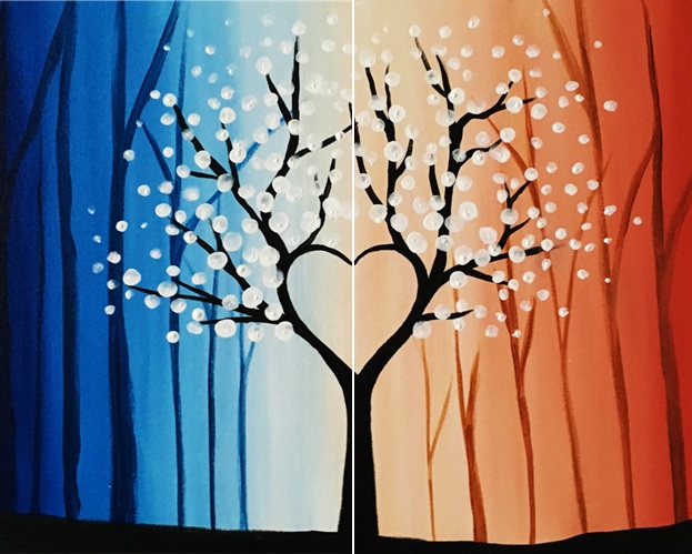 A Heart Tree in the Forest Partner paint nite project by Yaymaker