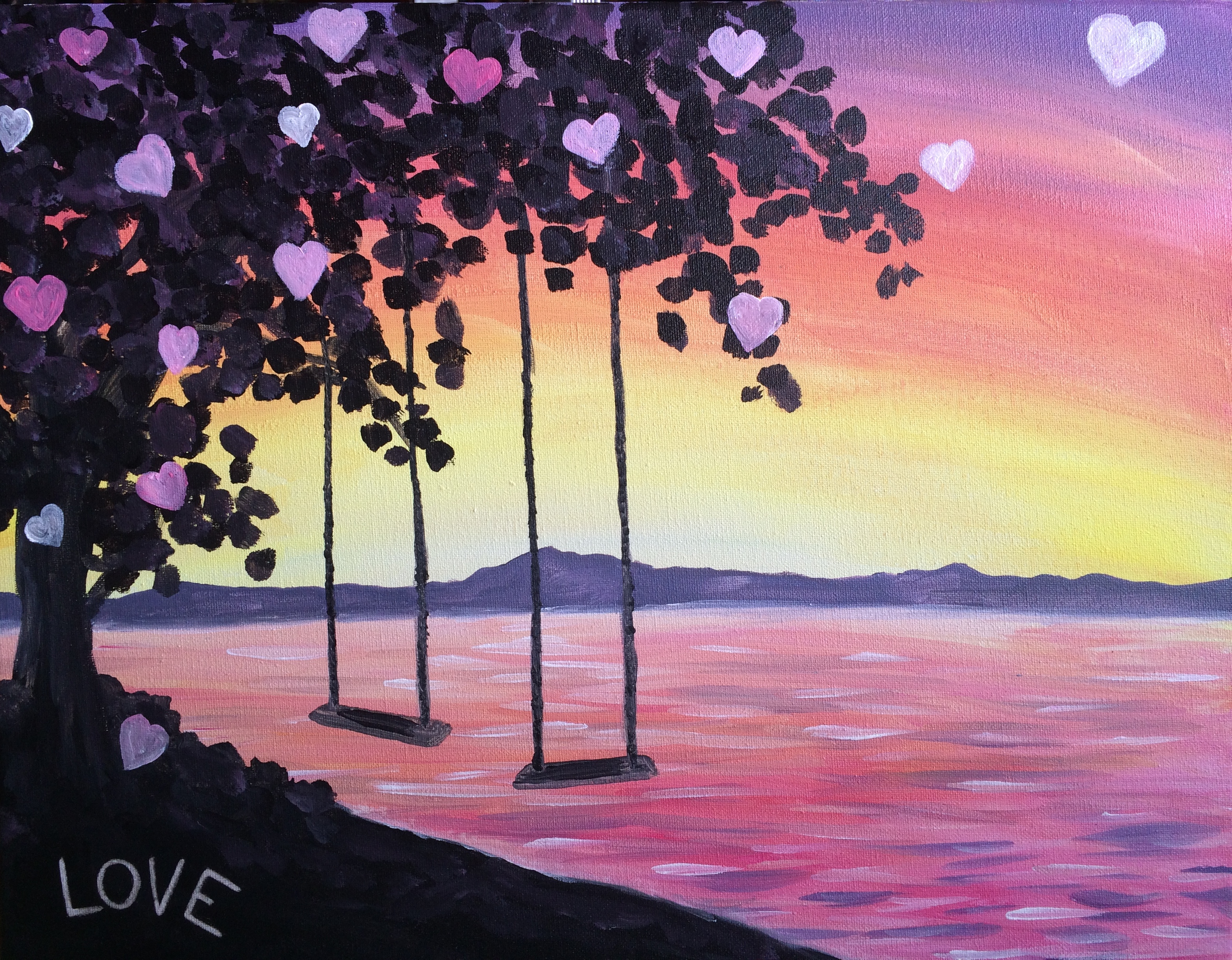 A Swinging into Love paint nite project by Yaymaker