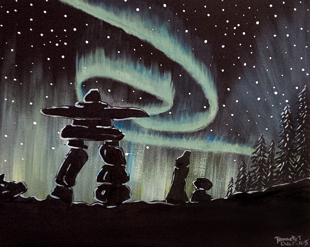 A Northern Inukshuk paint nite project by Yaymaker