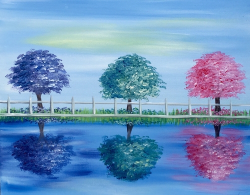 A Three Trees in Spring paint nite project by Yaymaker