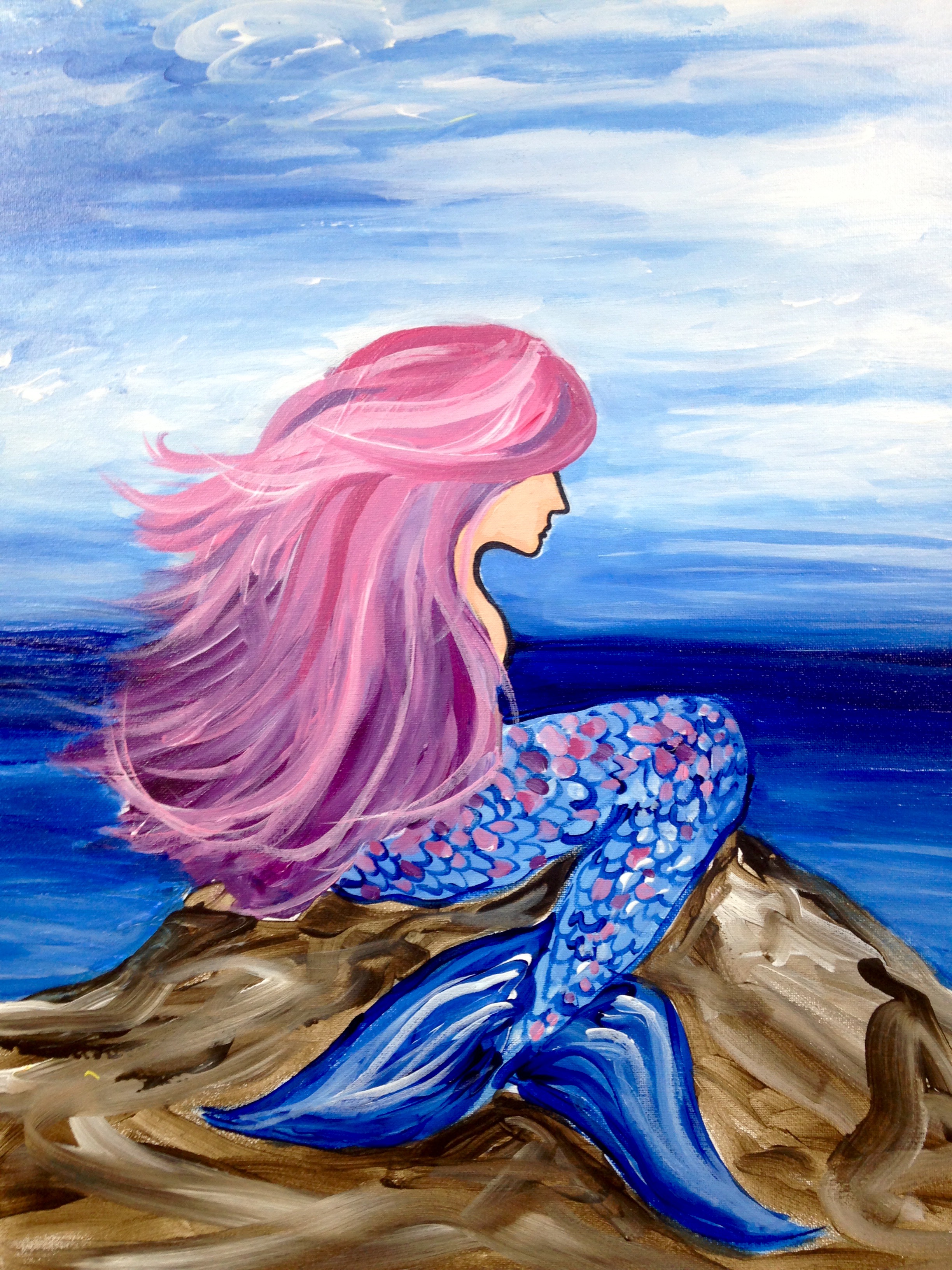 A If I Were a Mermaid paint nite project by Yaymaker