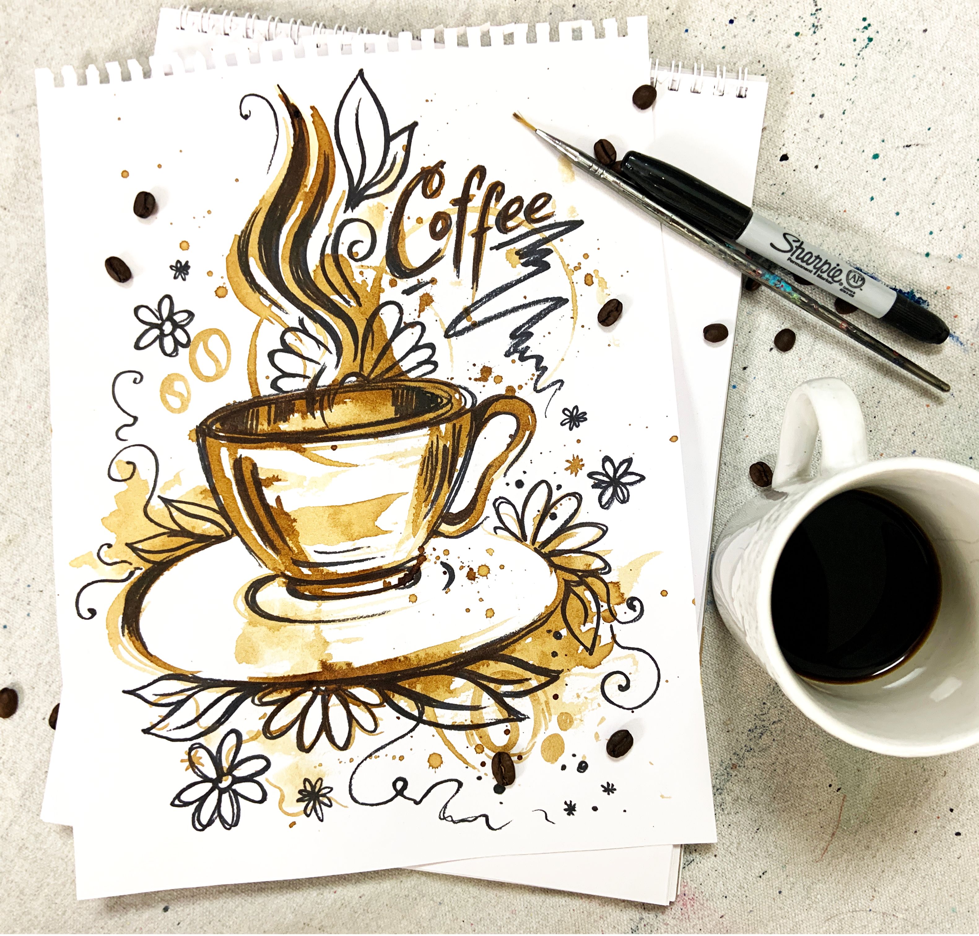 A Coffee and sharpie cute mug sketch  Virtual Event experience project by Yaymaker