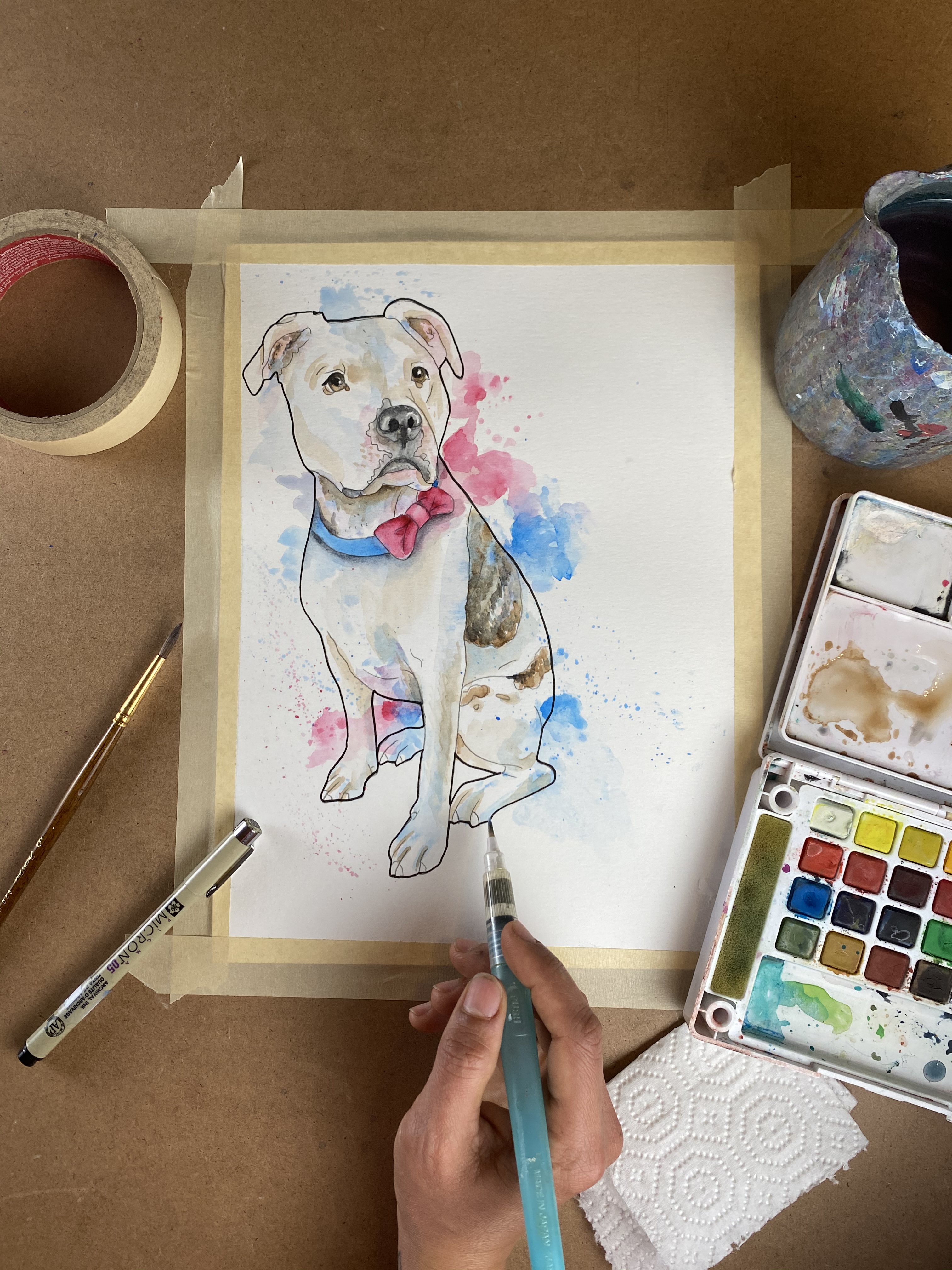 A Watercolor your Pet  Virtual Event experience project by Yaymaker