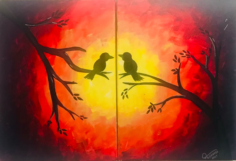 A Love Birds Couple Painting experience project by Yaymaker