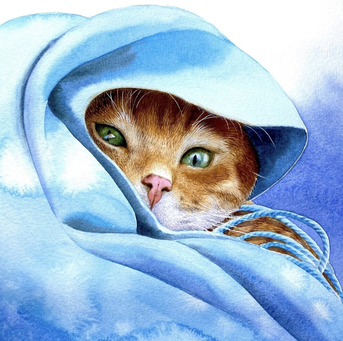 A Cat in blue Watercolor experience project by Yaymaker