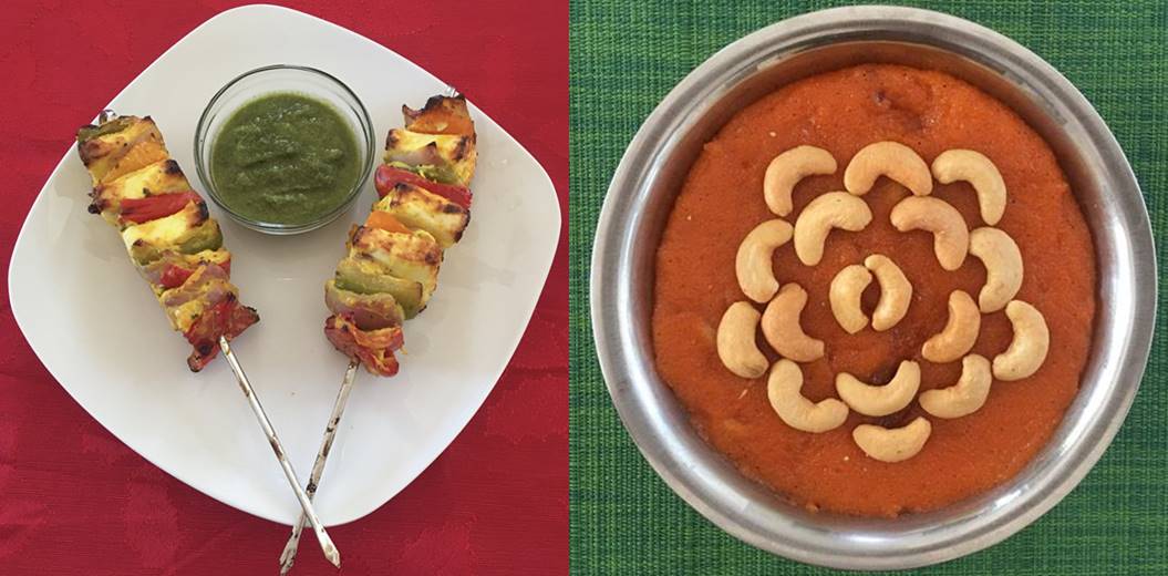 A Paneer Tikka  Rava Kesari Semolina Dessert  Vegetarian experience project by Yaymaker