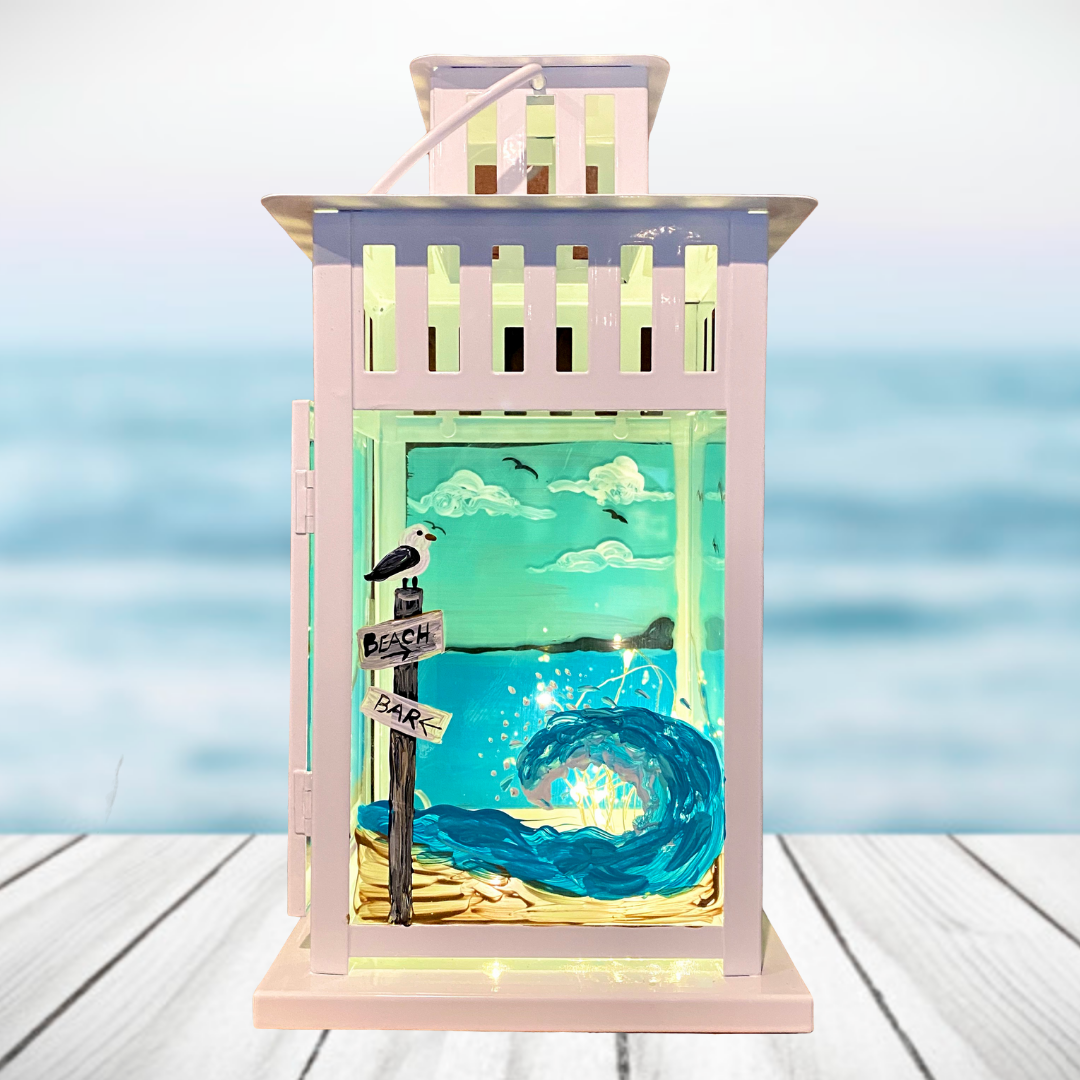 A Beach Sign Splash Lantern with Fairy Lights experience project by Yaymaker