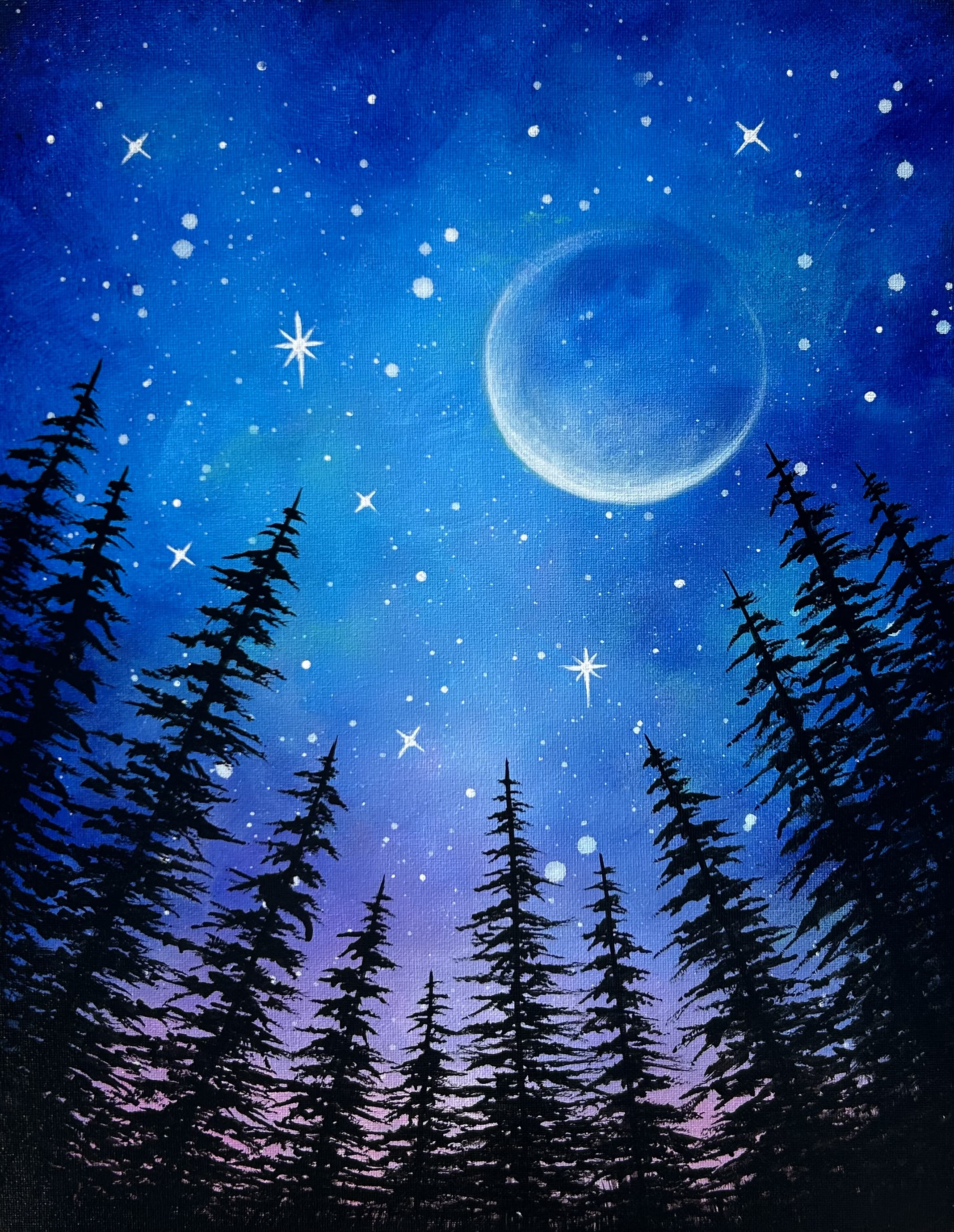 Paint Nite Enchanted Moonlight with Joyce of Art Creative Magic