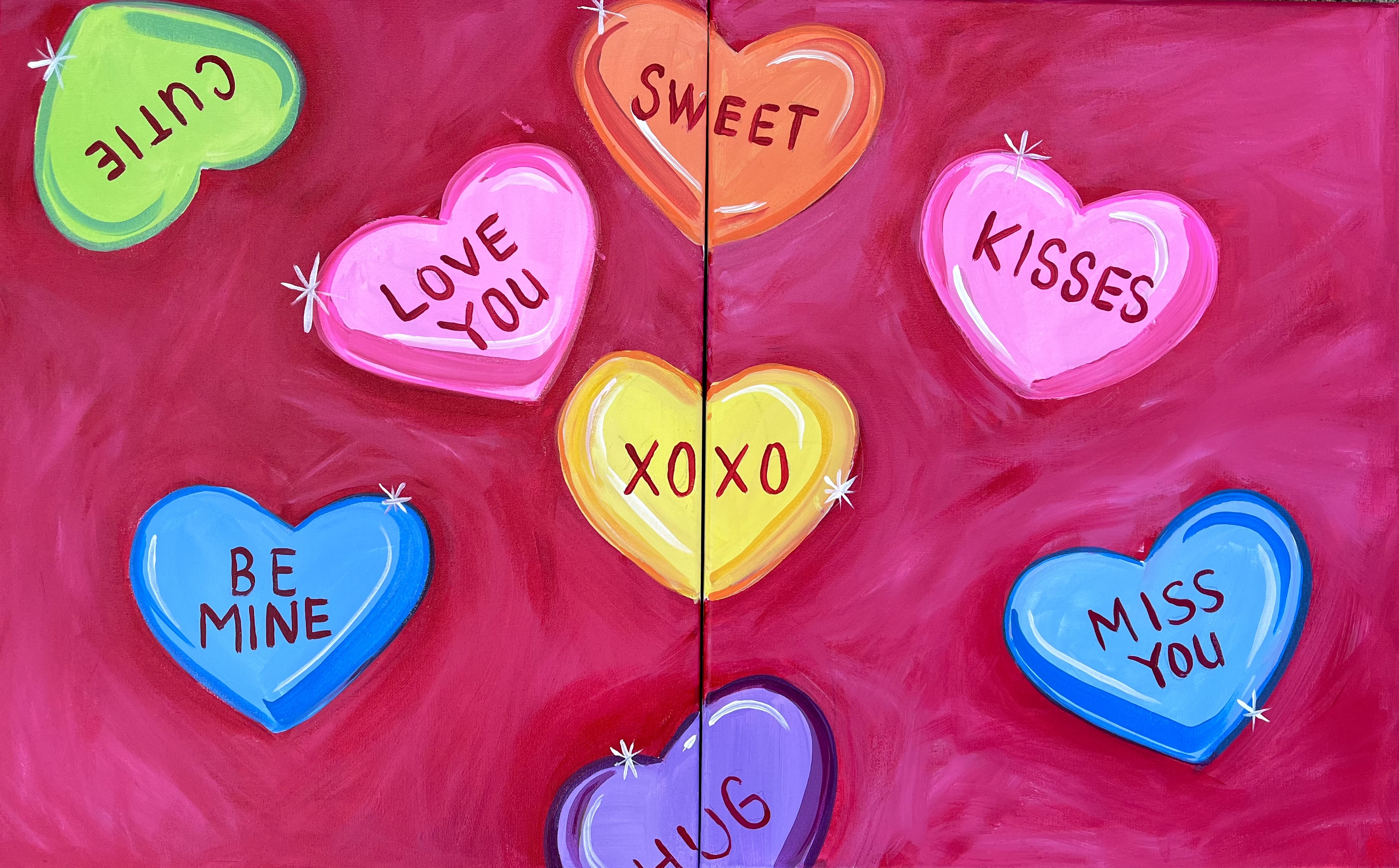 A Valentines Day Conversation Heart Partner Painting  experience project by Yaymaker