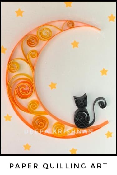 A Cat on Moon  Paper Quilling experience project by Yaymaker