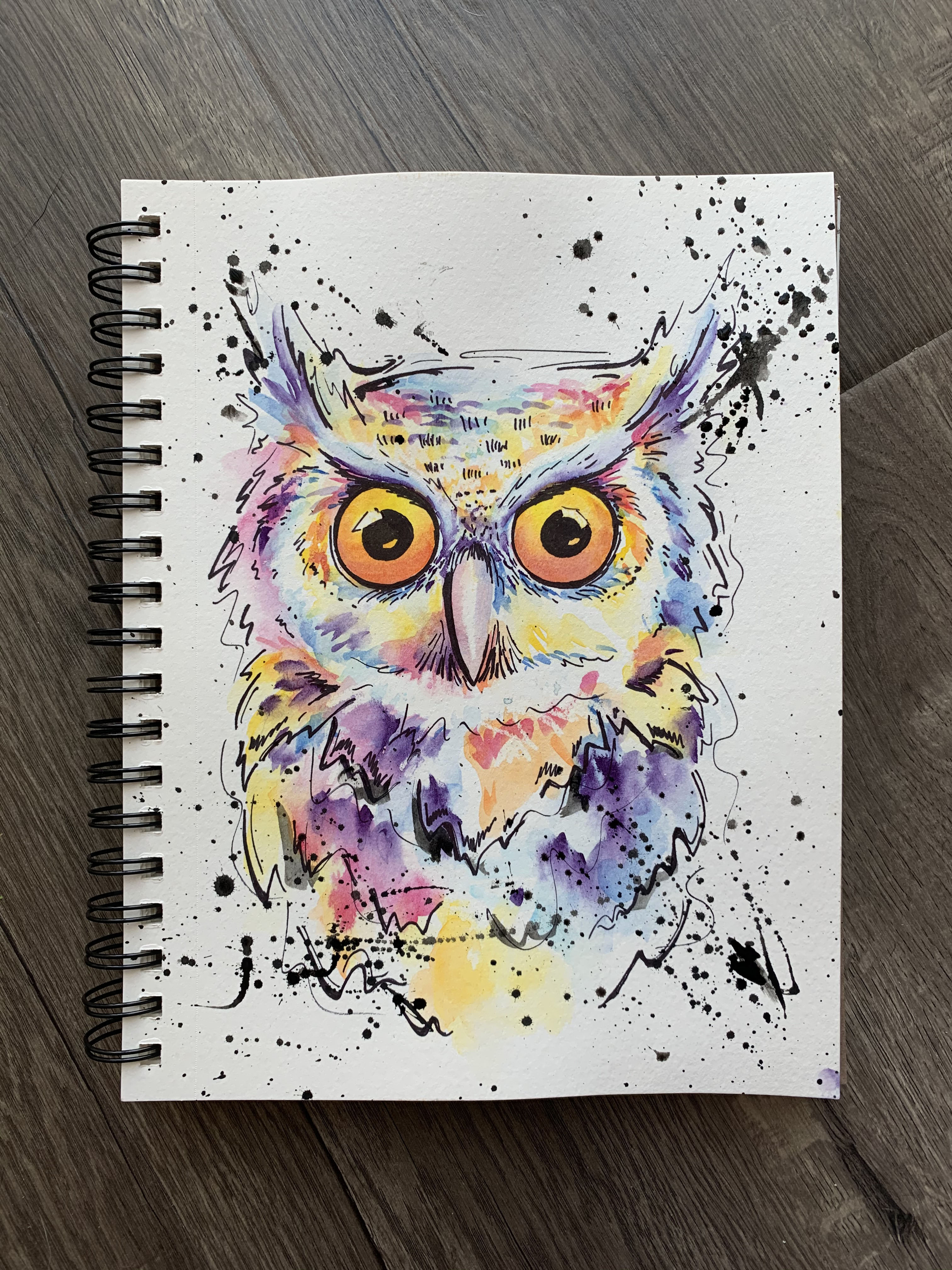 A Watercolor and sharpie Owl virtual experience project by Yaymaker