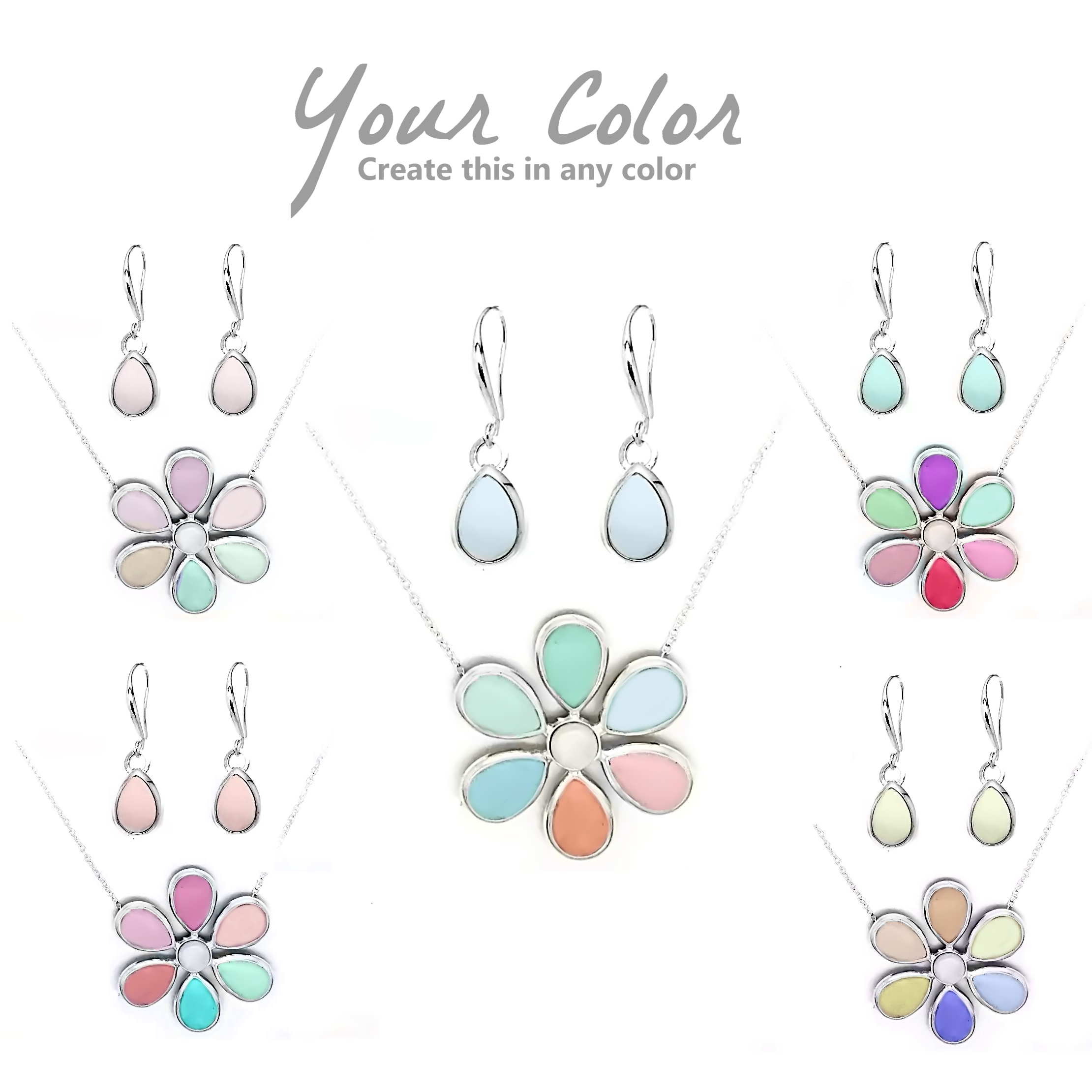 A Pretty Petals Necklace and Earrings Set  DIY Jewelry Making Virtual Event experience project by Yaymaker